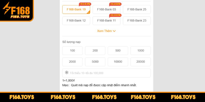 Nạp Tiền F168 - Hướng Dẫn Gửi Vốn Vào Tài Khoản Nhanh Chóng 2 Nạp tiền qua Internet Banking